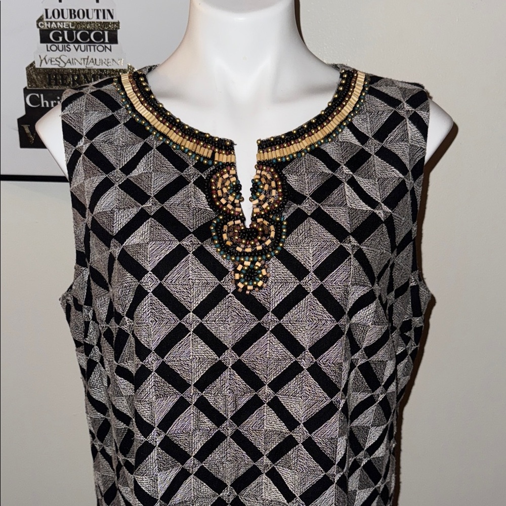 Ellen Tracy Elegant Geometric Patterned Dress - image 2